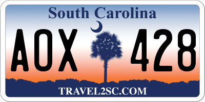 SC license plate AOX428