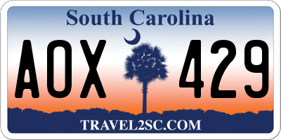 SC license plate AOX429