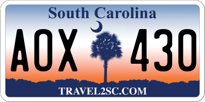 SC license plate AOX430