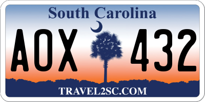 SC license plate AOX432