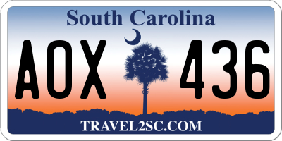SC license plate AOX436
