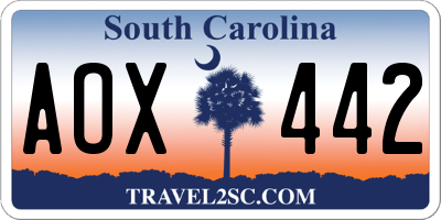 SC license plate AOX442