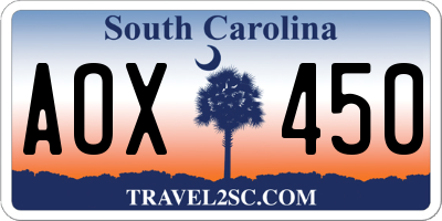 SC license plate AOX450