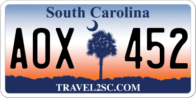 SC license plate AOX452