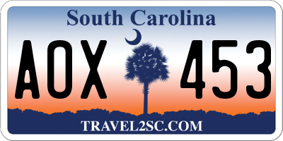 SC license plate AOX453