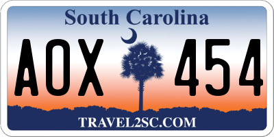 SC license plate AOX454