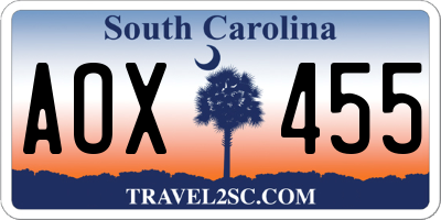 SC license plate AOX455