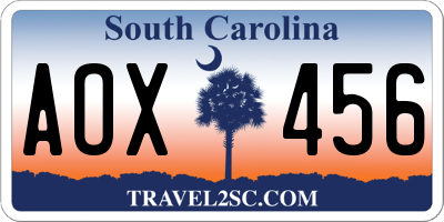 SC license plate AOX456