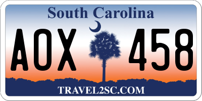SC license plate AOX458