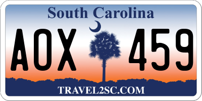 SC license plate AOX459
