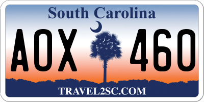SC license plate AOX460