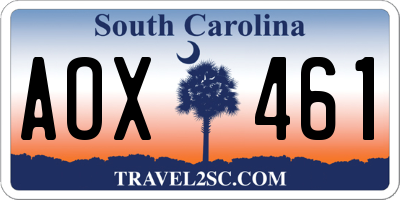 SC license plate AOX461