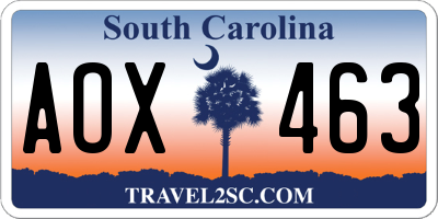 SC license plate AOX463