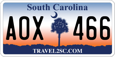 SC license plate AOX466