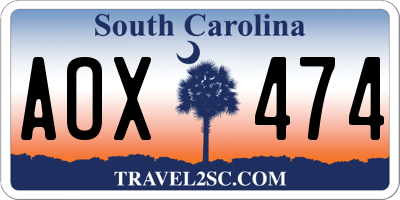 SC license plate AOX474