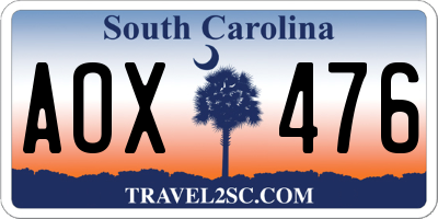 SC license plate AOX476