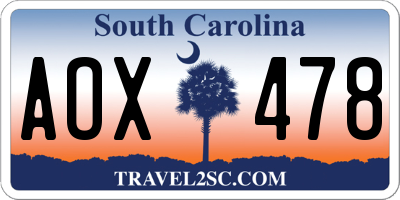 SC license plate AOX478