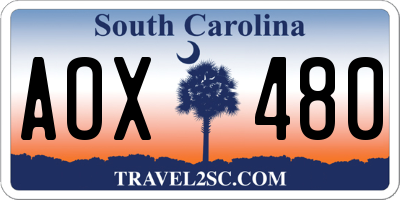 SC license plate AOX480