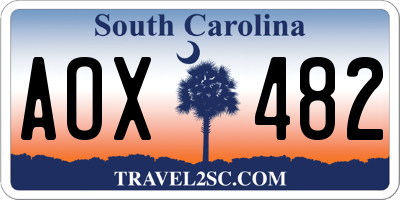 SC license plate AOX482
