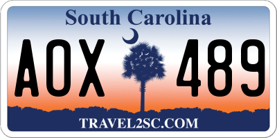 SC license plate AOX489