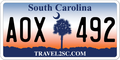 SC license plate AOX492