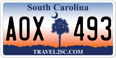 SC license plate AOX493
