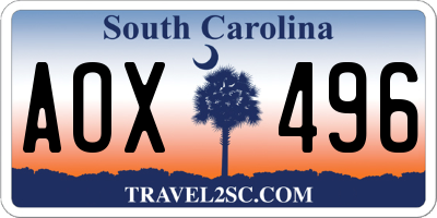 SC license plate AOX496