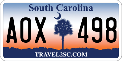 SC license plate AOX498