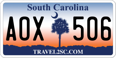 SC license plate AOX506