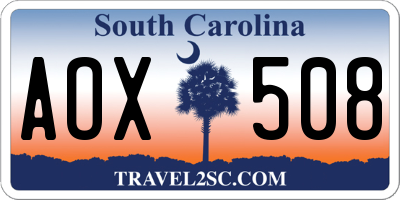 SC license plate AOX508