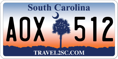 SC license plate AOX512