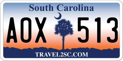 SC license plate AOX513
