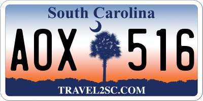 SC license plate AOX516