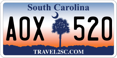 SC license plate AOX520