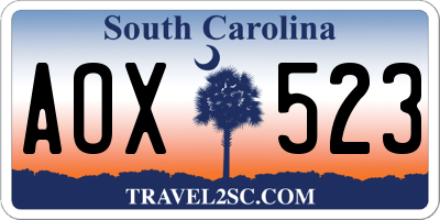 SC license plate AOX523