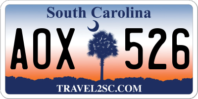 SC license plate AOX526