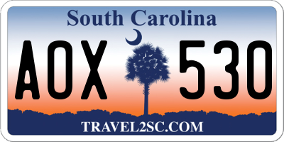 SC license plate AOX530