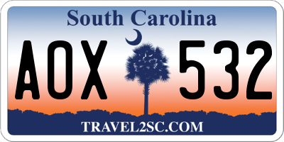 SC license plate AOX532
