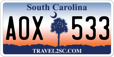 SC license plate AOX533