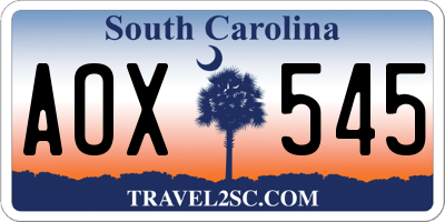 SC license plate AOX545