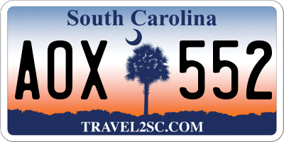 SC license plate AOX552
