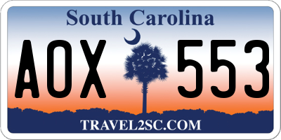 SC license plate AOX553