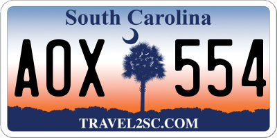SC license plate AOX554