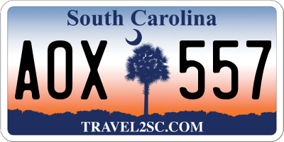 SC license plate AOX557