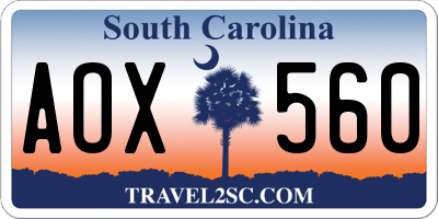 SC license plate AOX560
