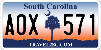 SC license plate AOX571