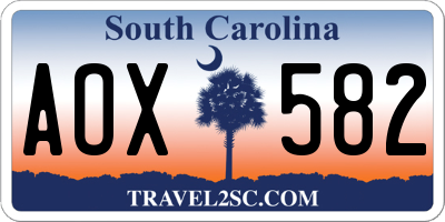 SC license plate AOX582