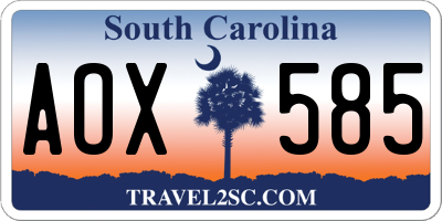 SC license plate AOX585