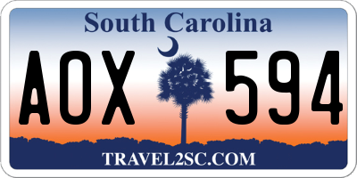 SC license plate AOX594