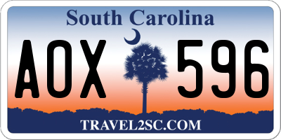 SC license plate AOX596